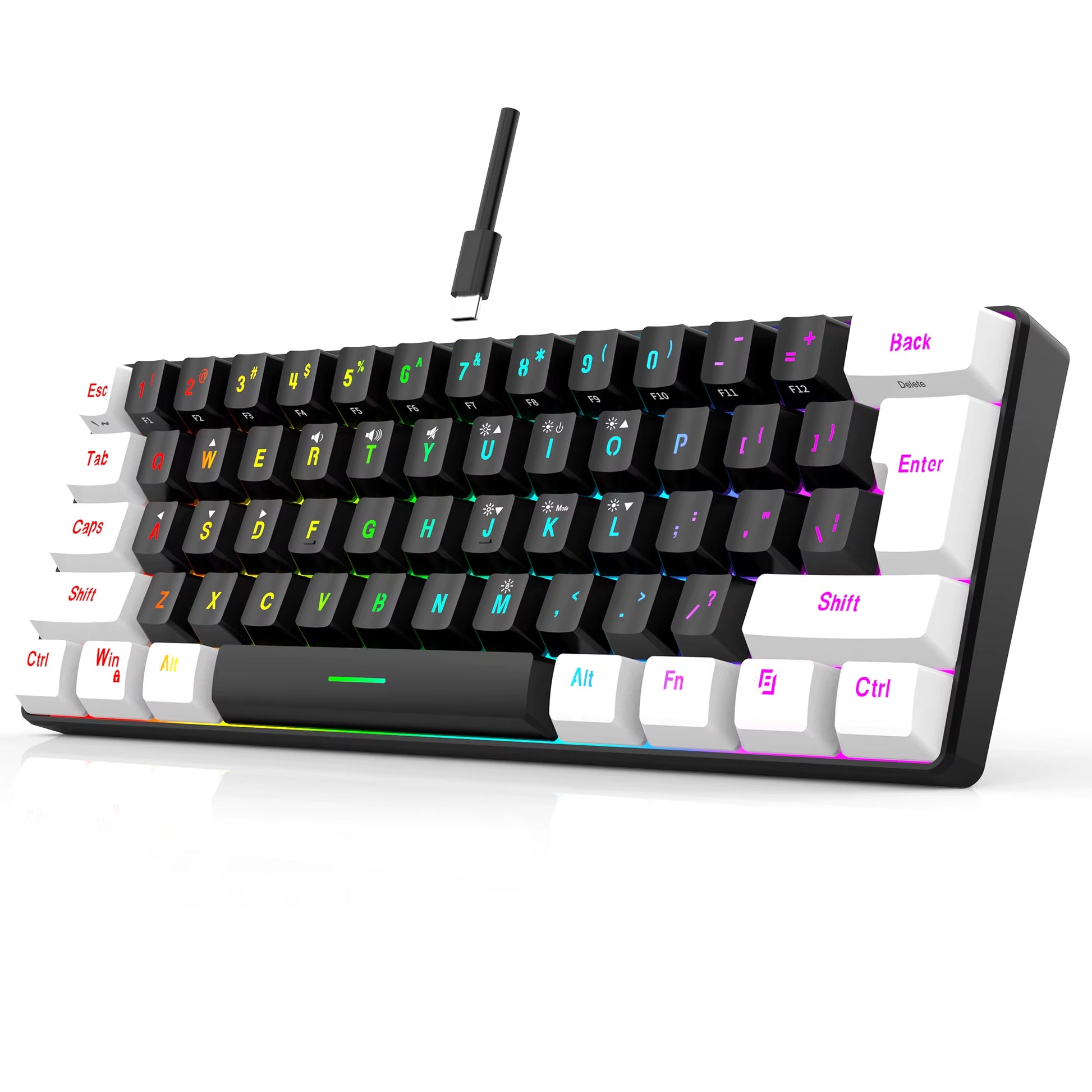 60% Wired Game Keyboard, RGB Backlit Ultra-Small Keyboard, Waterproof Portable, Computer/Mac Game Keyboard