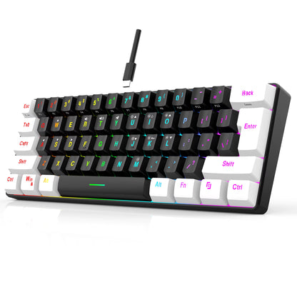60% Wired Game Keyboard, RGB Backlit Ultra-Small Keyboard, Waterproof Portable, Computer/Mac Game Keyboard