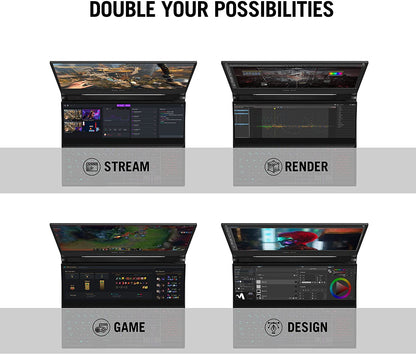 ROG Zephyrus Duo SE 15 Gaming Laptop - 15.6" 300Hz FHD IPS Display, NVIDIA GeForce RTX 3060, AMD Ryzen 9 5980HX, 16GB DDR4 RAM, 1TB PCIe SSD, Per-Key RGB Keyboard, Windows 10 Home, Model GX551QM-ES96