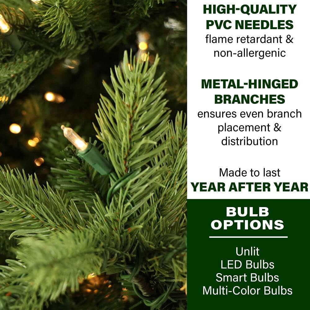 6.5-Foot Foxtail Pine Prelit Artificial Christmas Tree with Warm White LED Lights and Stand, Realistic Foliage for Home Decoration