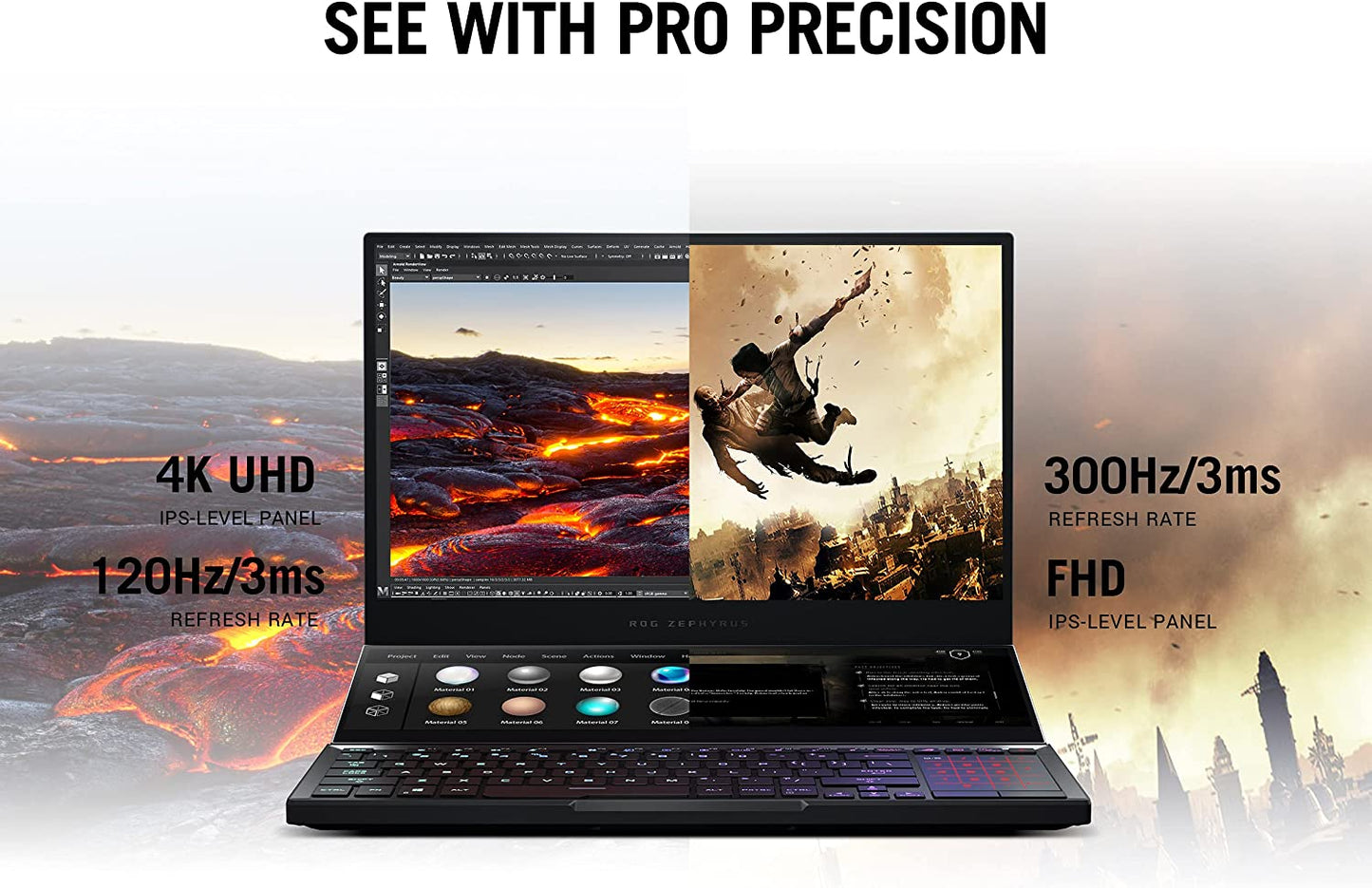 ROG Zephyrus Duo SE 15 Gaming Laptop - 15.6" 300Hz FHD IPS Display, NVIDIA GeForce RTX 3060, AMD Ryzen 9 5980HX, 16GB DDR4 RAM, 1TB PCIe SSD, Per-Key RGB Keyboard, Windows 10 Home, Model GX551QM-ES96